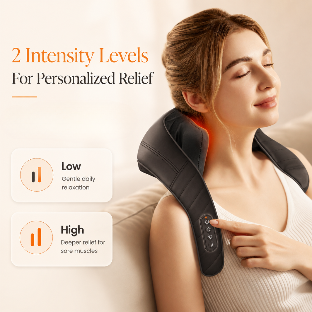 Vixly 4D Cordless Neck & Back Massager with Heat & Vibration