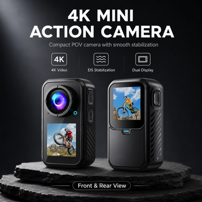 Vixly Tech 4K Mini POV Camera with EIS – Compact Wearable Action Camera