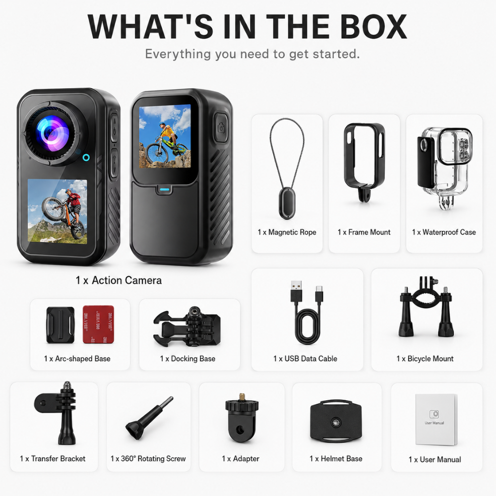 Vixly Tech 4K Mini POV Camera with EIS – Compact Wearable Action Camera