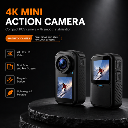 Vixly Tech 4K Mini POV Camera with EIS – Compact Wearable Action Camera