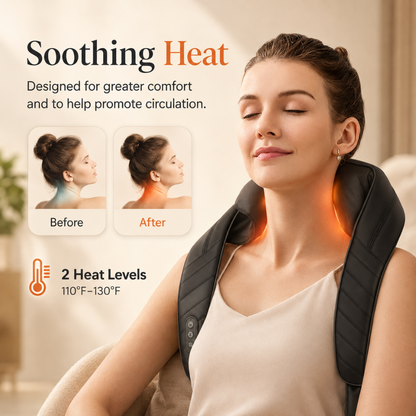 Vixly 4D Cordless Neck & Back Massager with Heat & Vibration