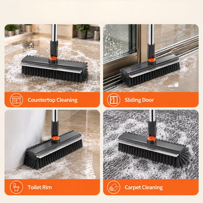 VIXLY 3-in-1 Long Handle Cleaning Brush & Floor Scrubber